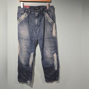 Vtg Y2K Polo Jeans Vrady Utility Jeans Cargo Carpenter 32 Baggy Loose Wide Leg